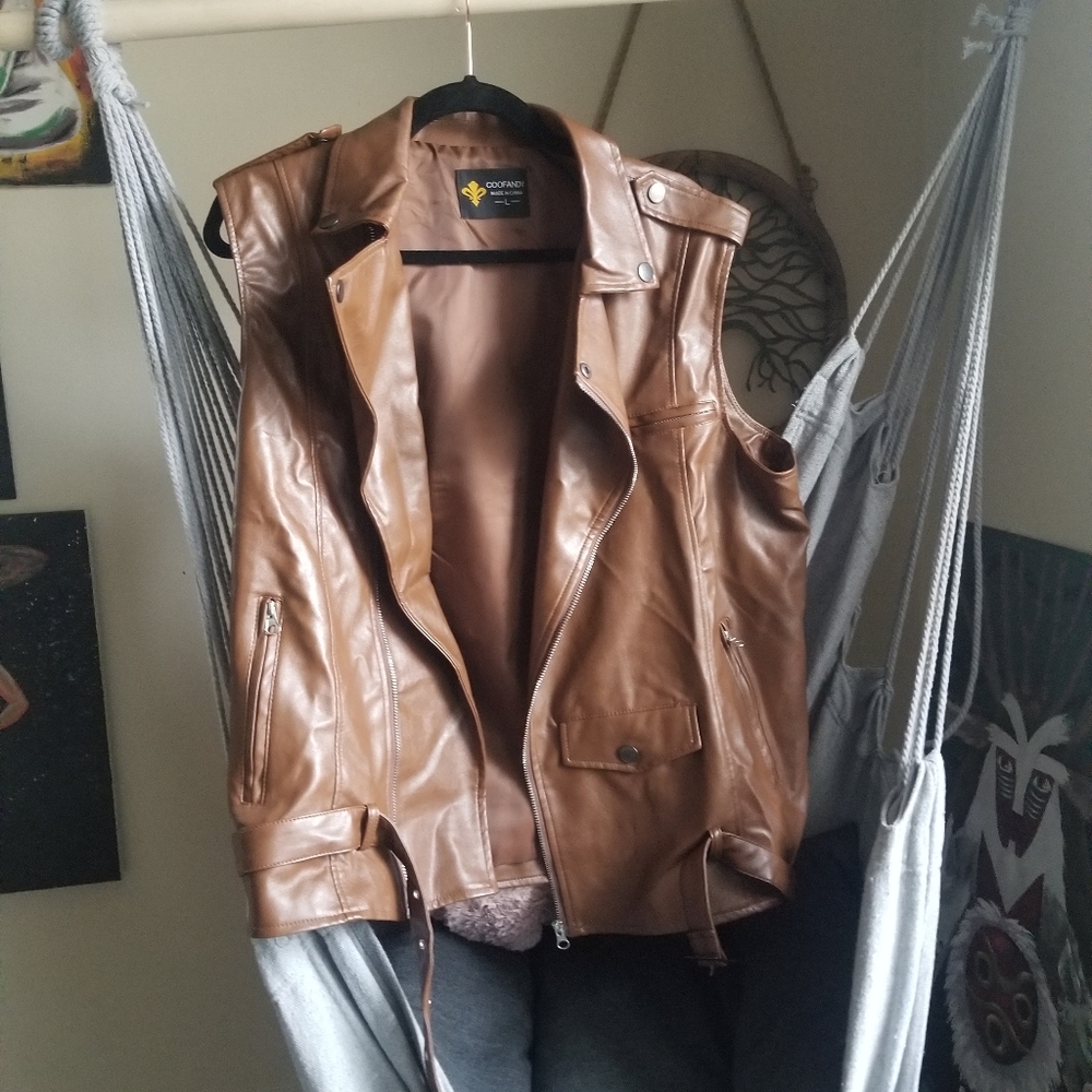 Faux leather vest